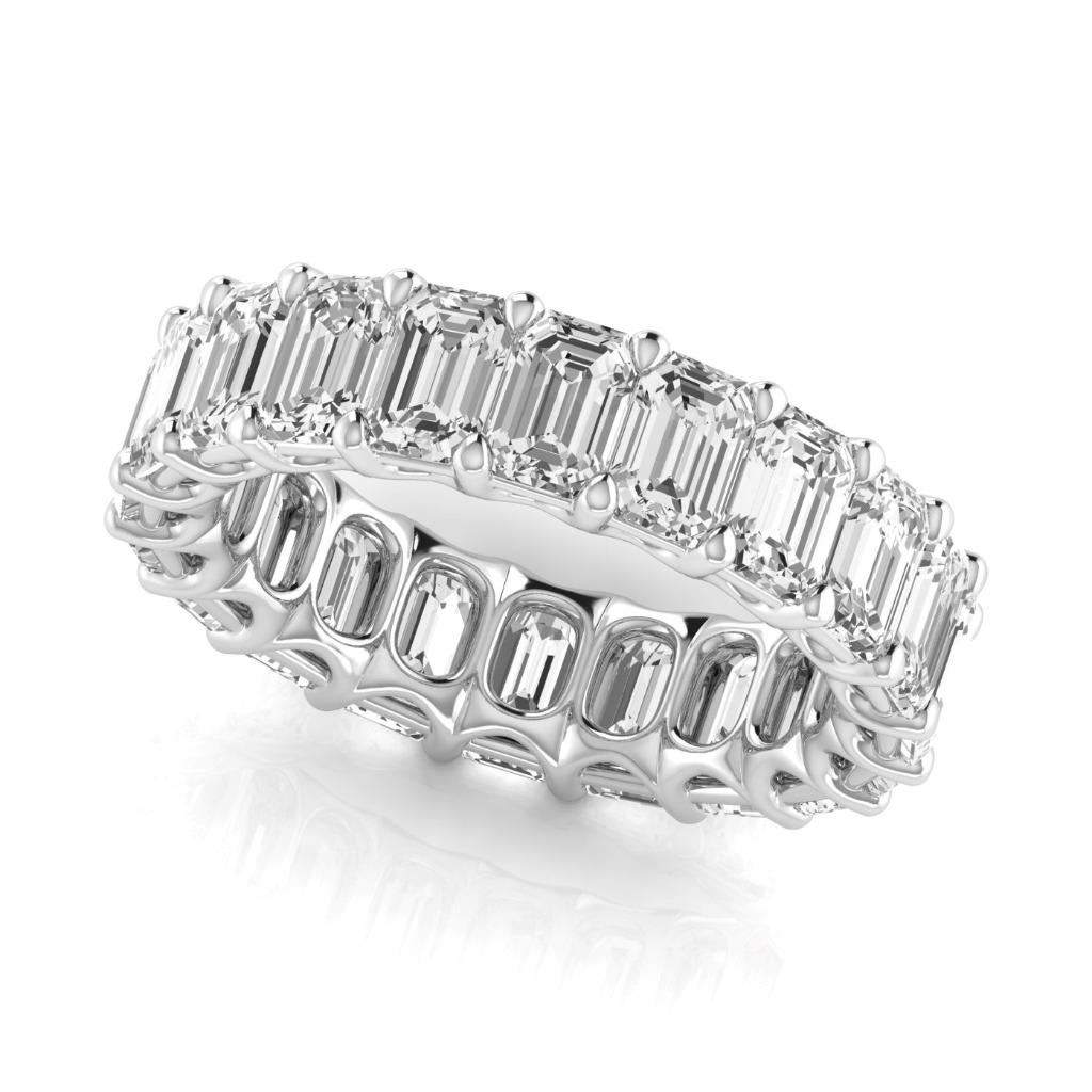 Diamond Step Cut Eternity Band in 14K White Gold – side view