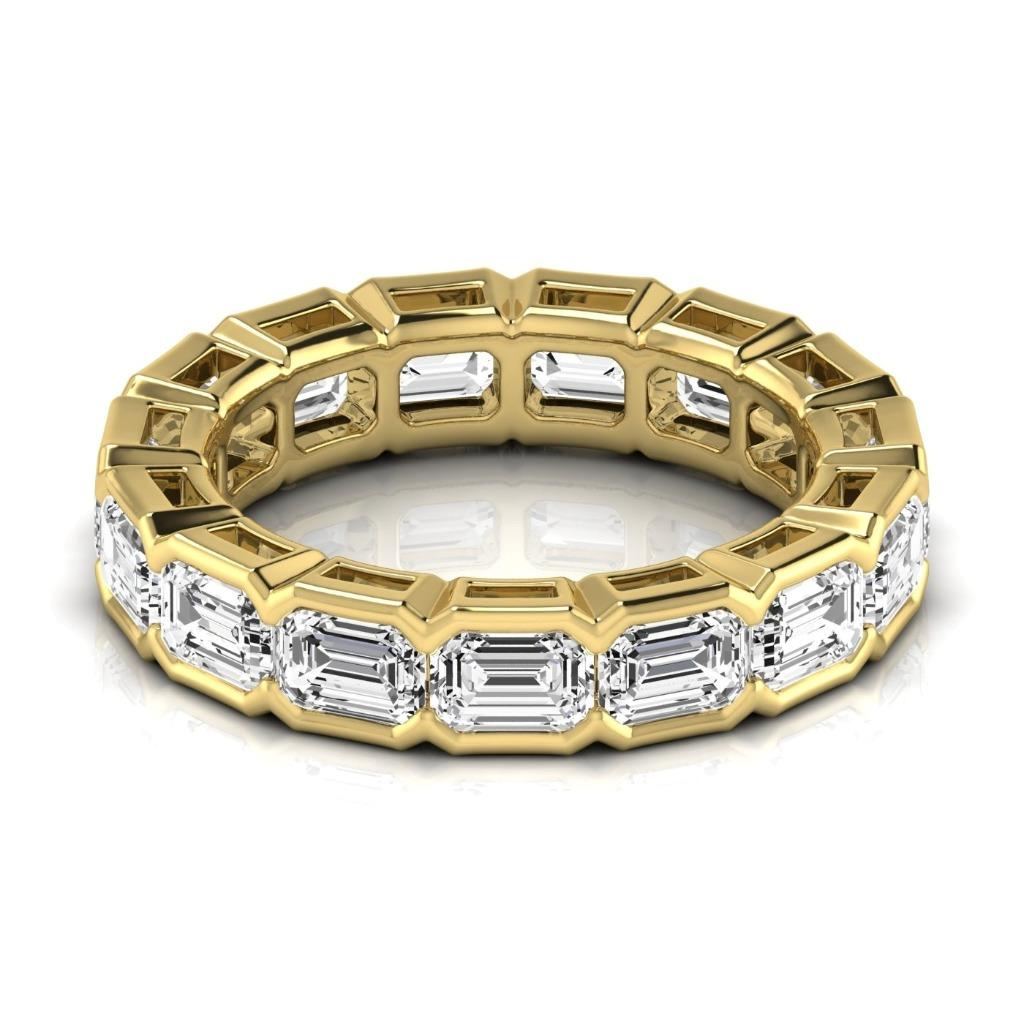 Diamond Step Cut Eternity Band in 14 Karat Yellow Gold – front view