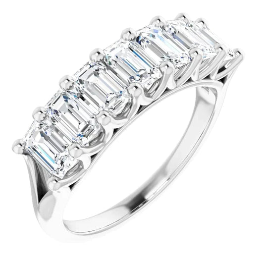 Emerald Lab Grown Diamond Half Eternity Band 4.55 Carats Women's Gold Jewelry