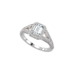 Emerald & Round Natural Diamond Fancy Halo Ring 2.51 Carat White Gold 14K