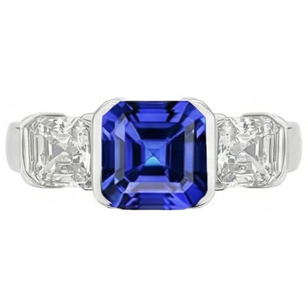 natural asscher sapphire 2ct ring side angle