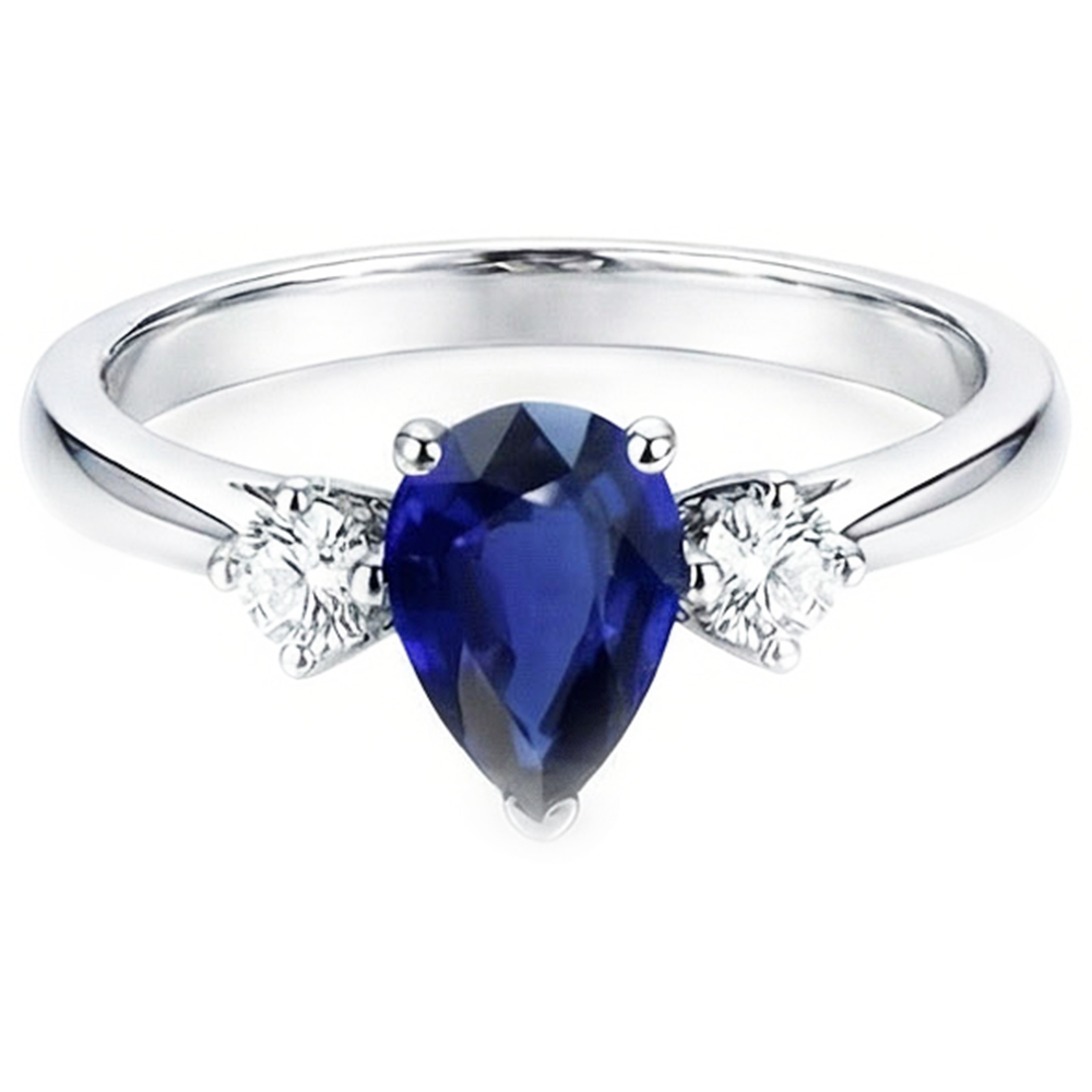 natural round sapphire 2.50ct ring front view