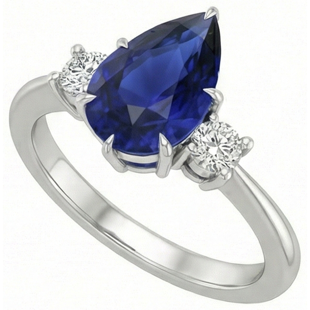 natural round sapphire 4ct ring side angle
