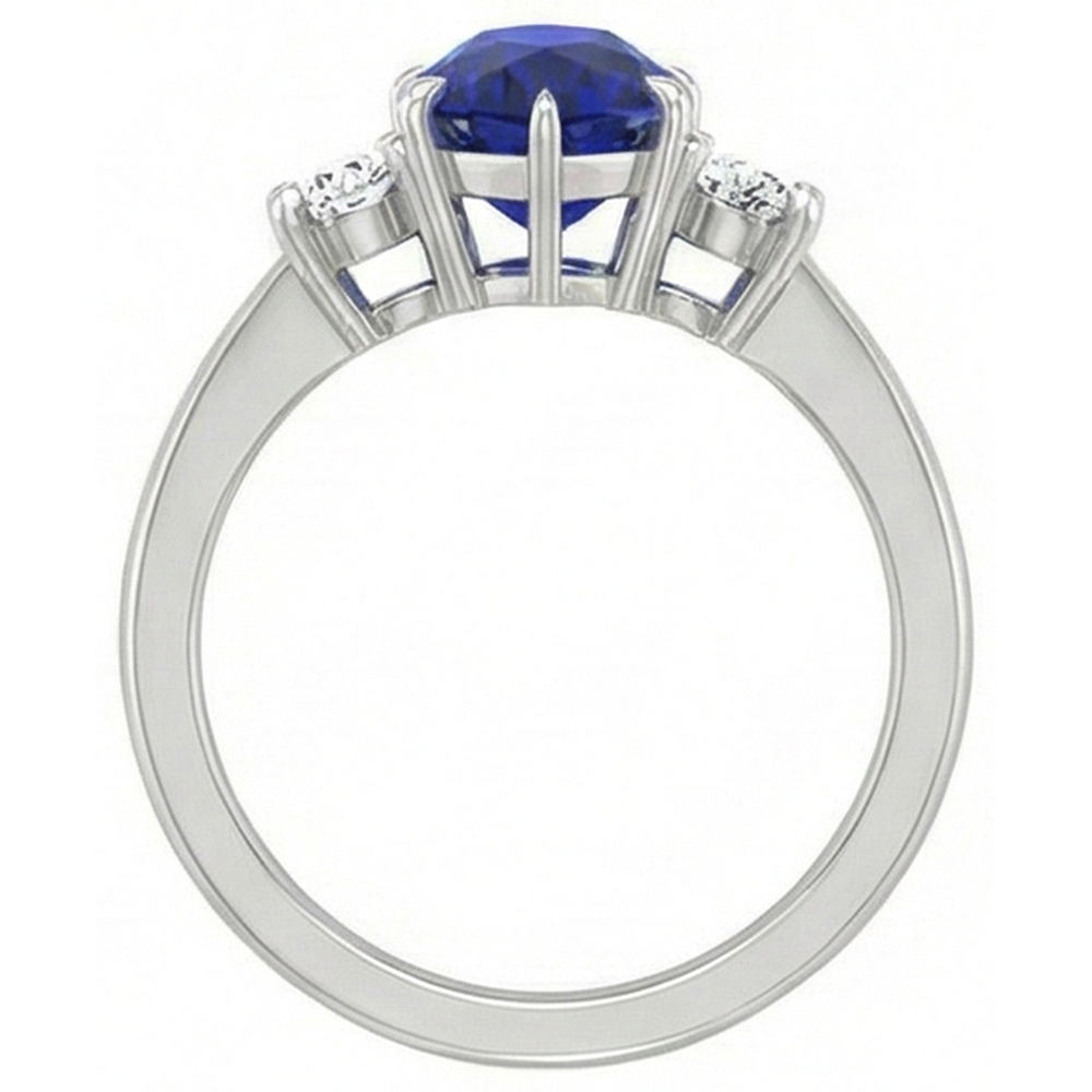natural round sapphire 4ct ring close up detail