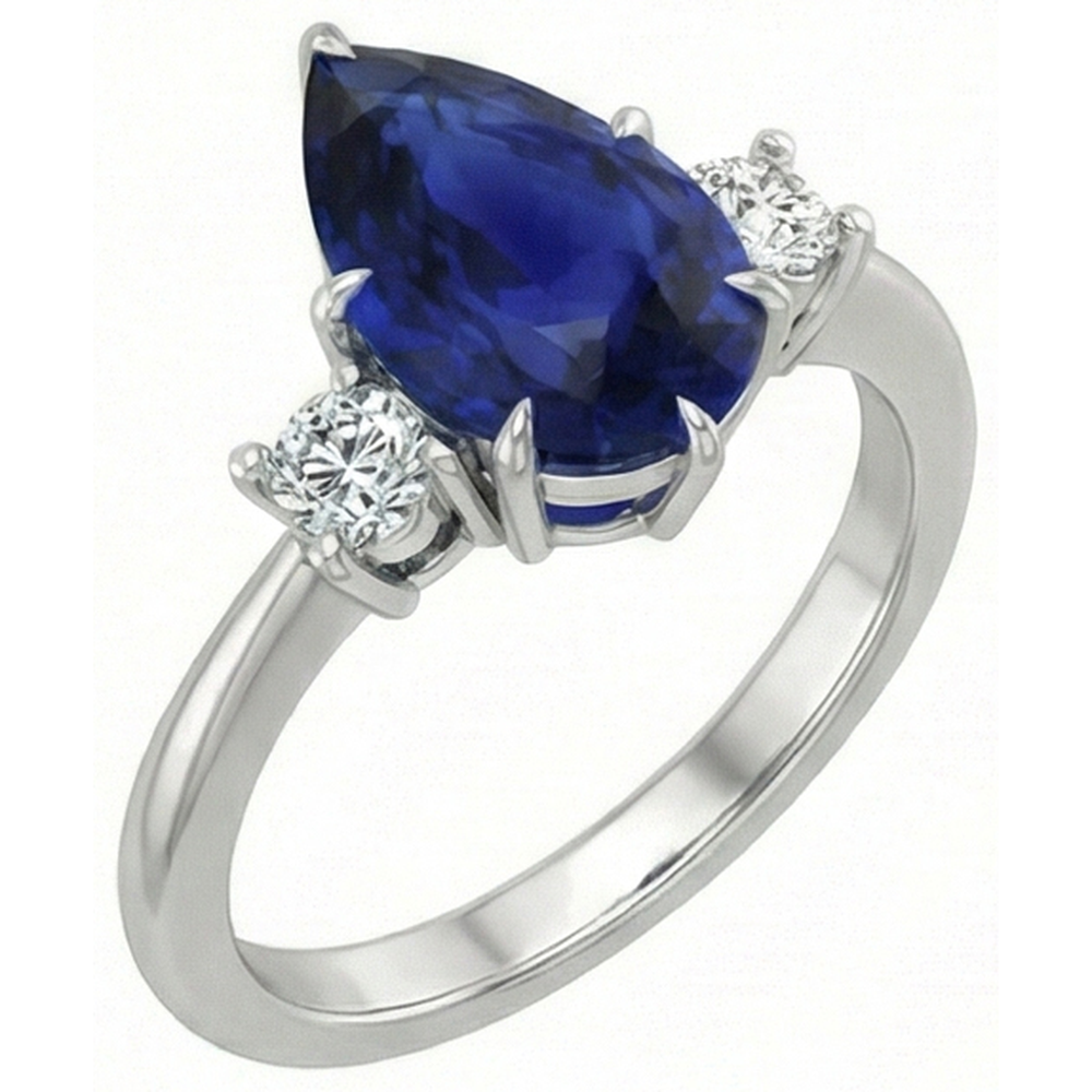 natural round sapphire 4ct ring top view