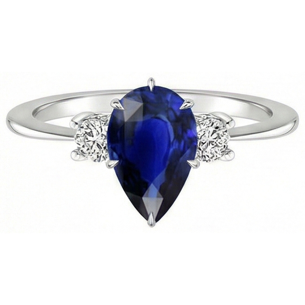natural round sapphire 4ct ring profile view