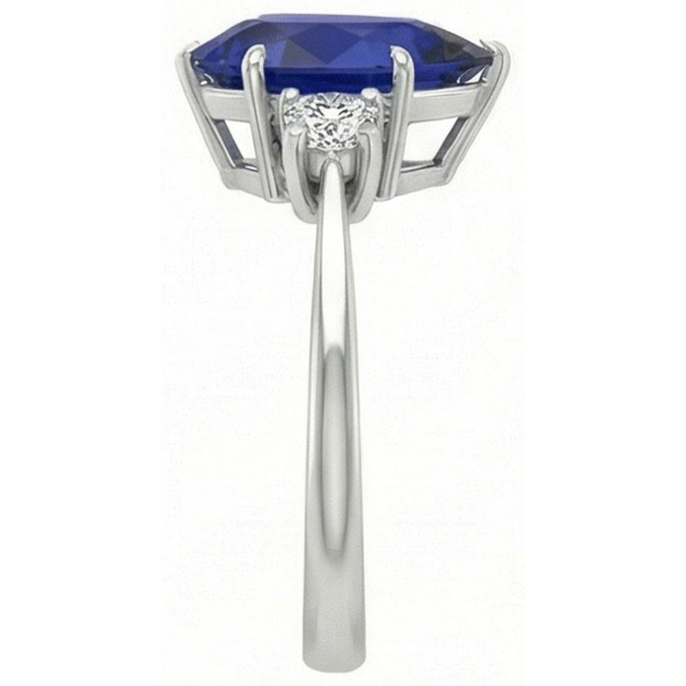 natural round sapphire 4ct ring on white background