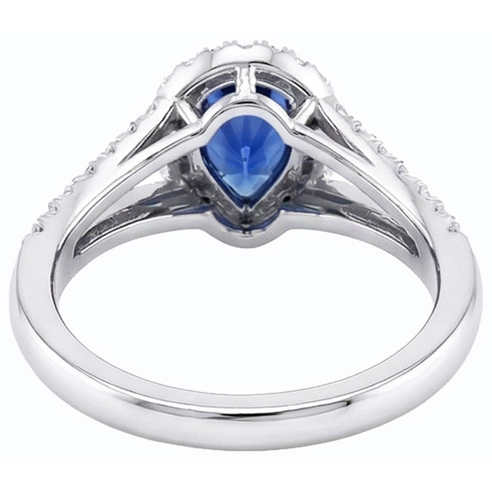Engagement Halo Blue Sapphire Ring Split Shank Natural Earth Mined Diamond ( Not Lab Grown )s 3.50 Carats