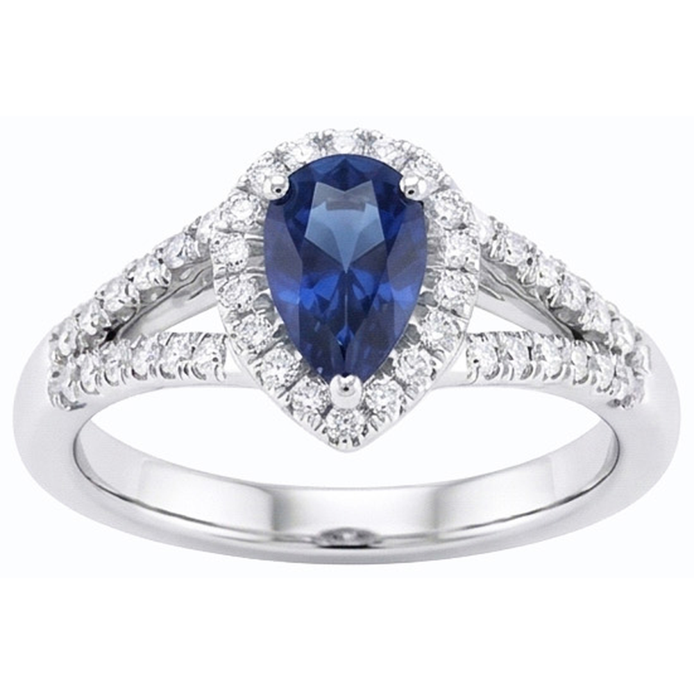 Engagement Halo Blue Sapphire Ring Split Shank Natural Earth Mined Diamond ( Not Lab Grown )s 3.50 Carats