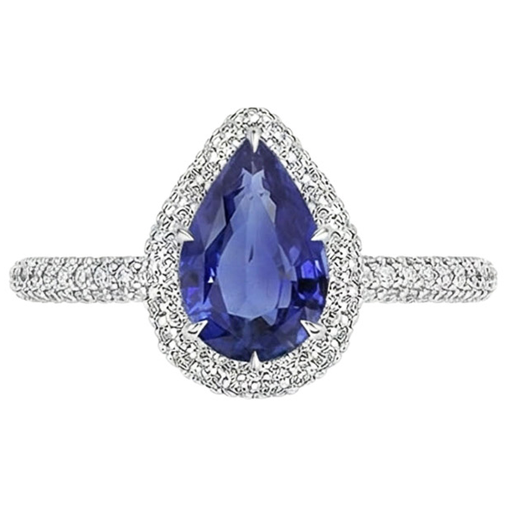 natural round sapphire 5.50ct ring profile view