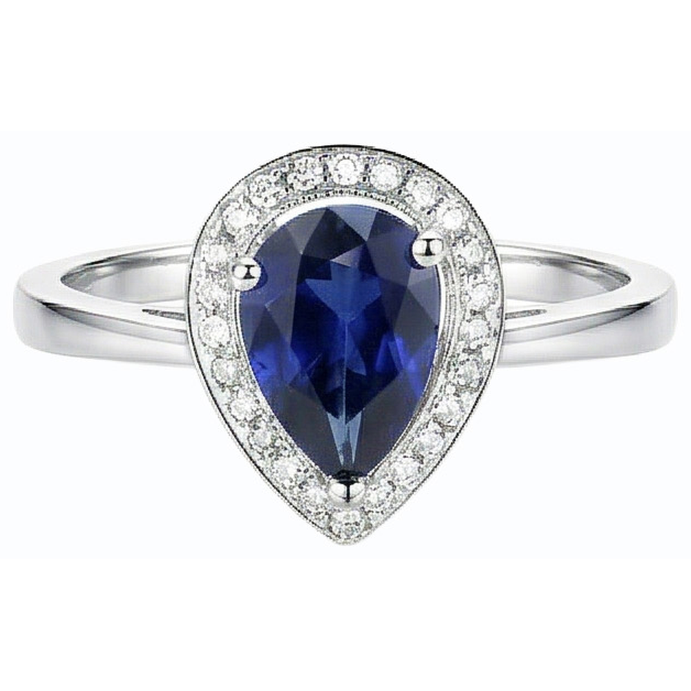 Engagement Halo Srilanka Sapphire Ring & Natural Earth Mined Diamond ( Not Lab Grown )s 3.50 Carats