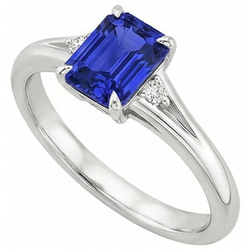 Engagement Ring 3 Stones Emerald Ceylon Sapphire & Natural Earth Mined Diamond ( Not Lab Grown ) 3.25 Carats