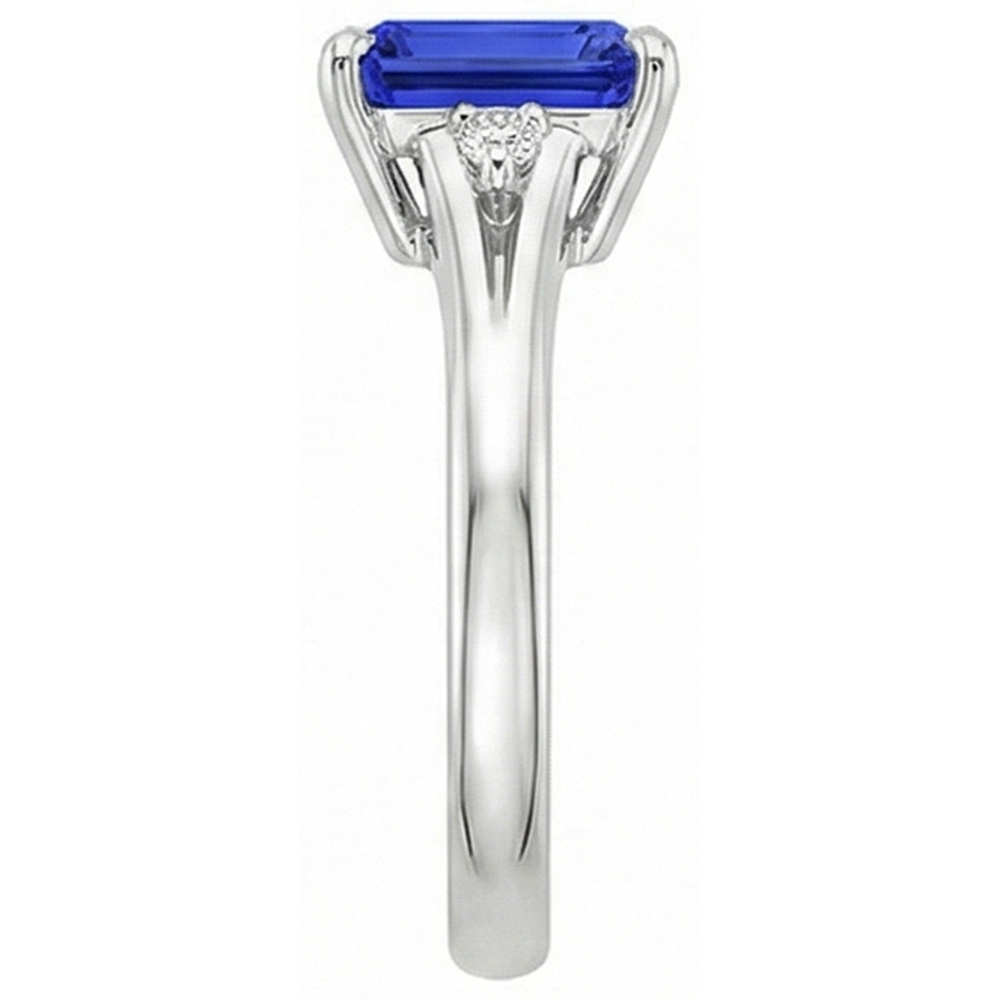 Engagement Ring 3 Stones Emerald Ceylon Sapphire & Natural Earth Mined Diamond ( Not Lab Grown ) 3.25 Carats