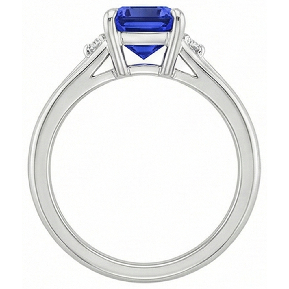 Engagement Ring 3 Stones Emerald Ceylon Sapphire & Natural Earth Mined Diamond ( Not Lab Grown ) 3.25 Carats