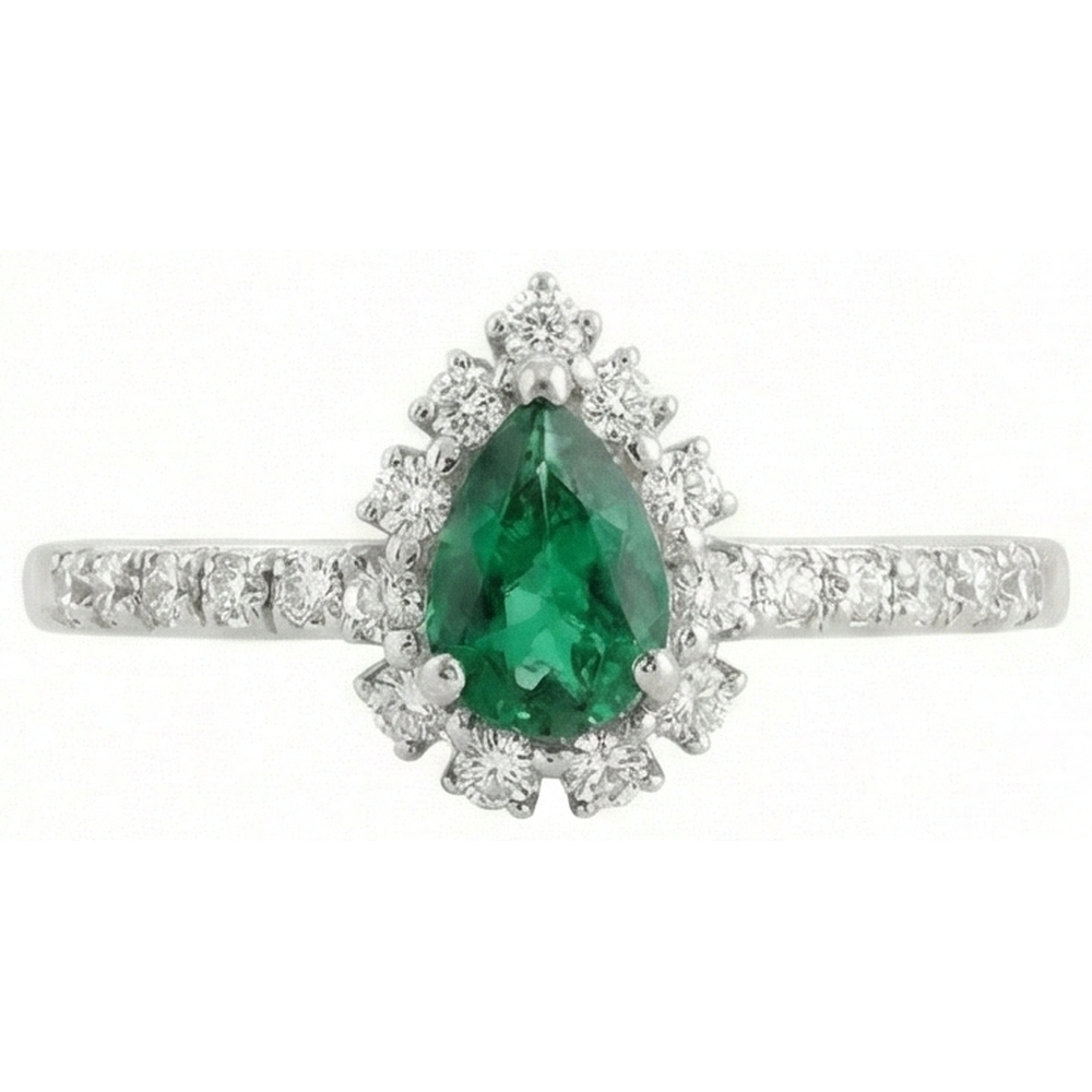 natural round emerald 4.80ct ring top view