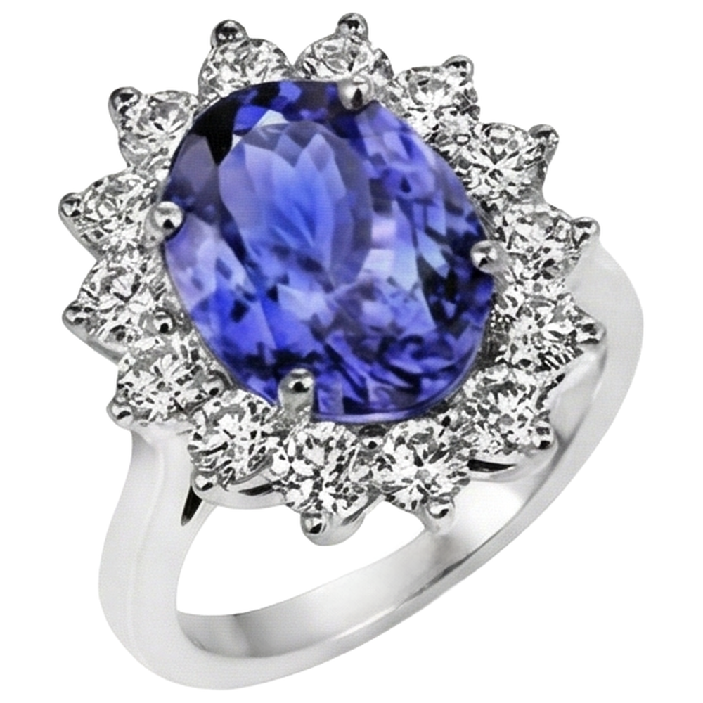Engagement Ring 5.25 Ct Tanzanite With Natural Earth Mined Diamond ( Not Lab Grown )s White Gold 14K