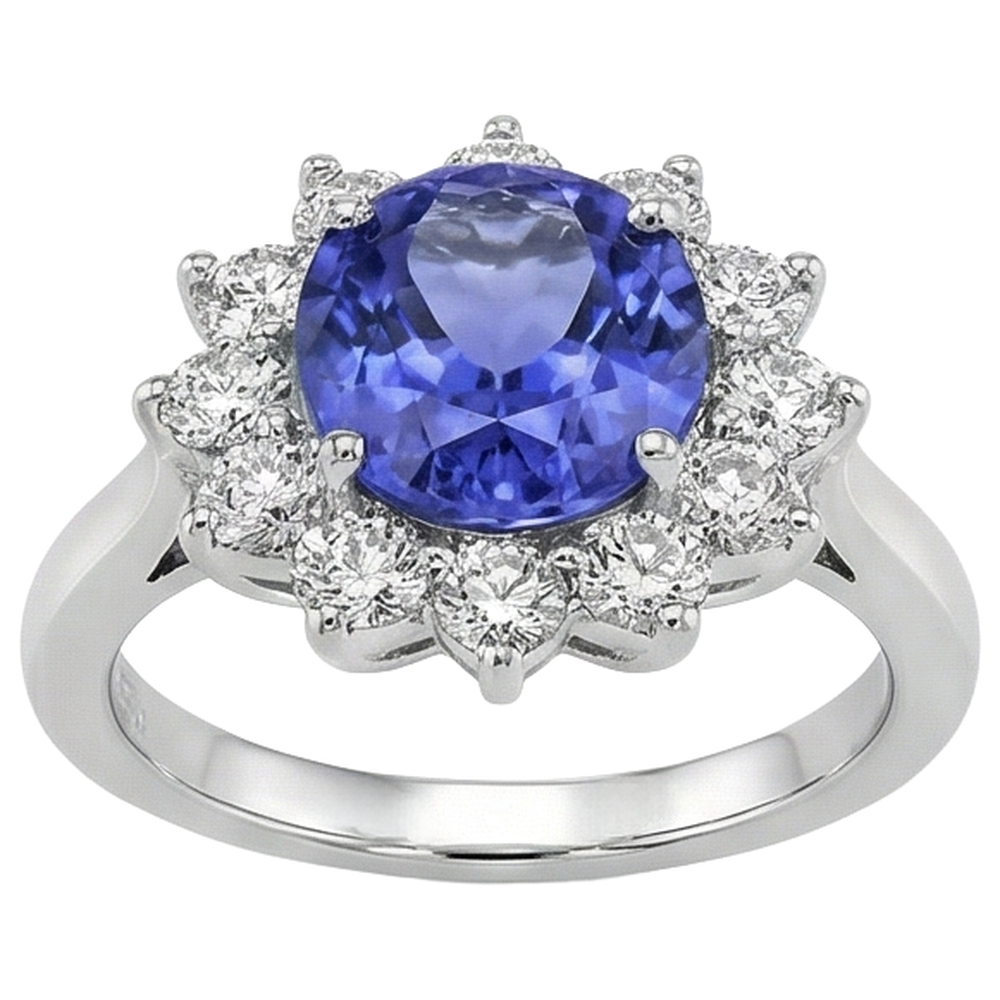 Engagement Ring 5.25 Ct Tanzanite With Natural Earth Mined Diamond ( Not Lab Grown )s White Gold 14K