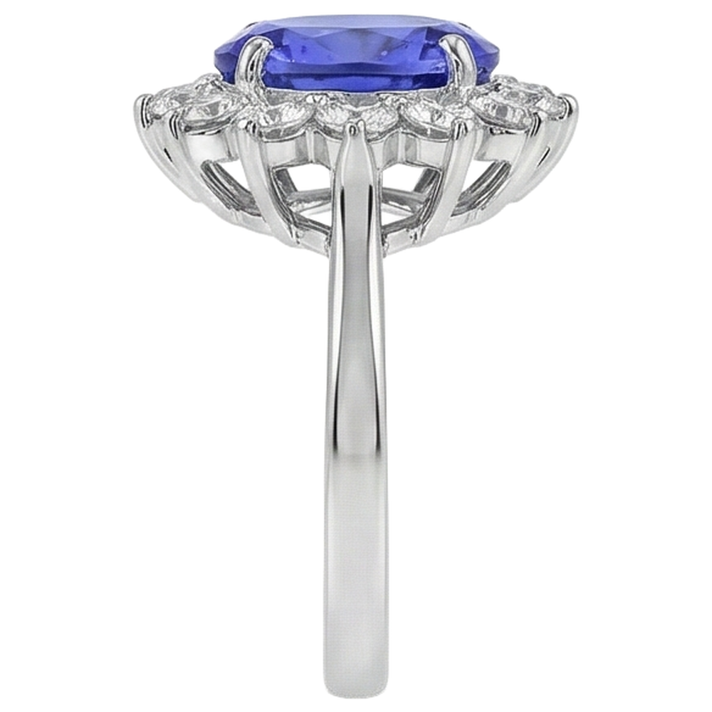 Engagement Ring 5.25 Ct Tanzanite With Natural Earth Mined Diamond ( Not Lab Grown )s White Gold 14K