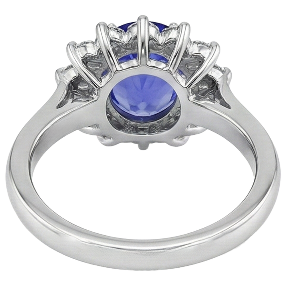Engagement Ring 5.25 Ct Tanzanite With Natural Earth Mined Diamond ( Not Lab Grown )s White Gold 14K