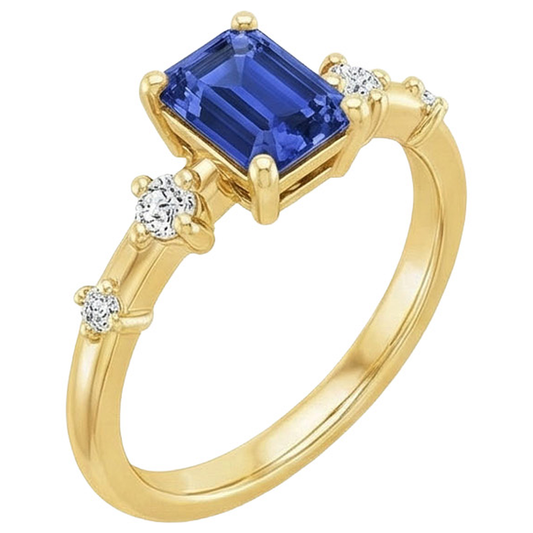 natural emerald sapphire 3.50ct ring side angle