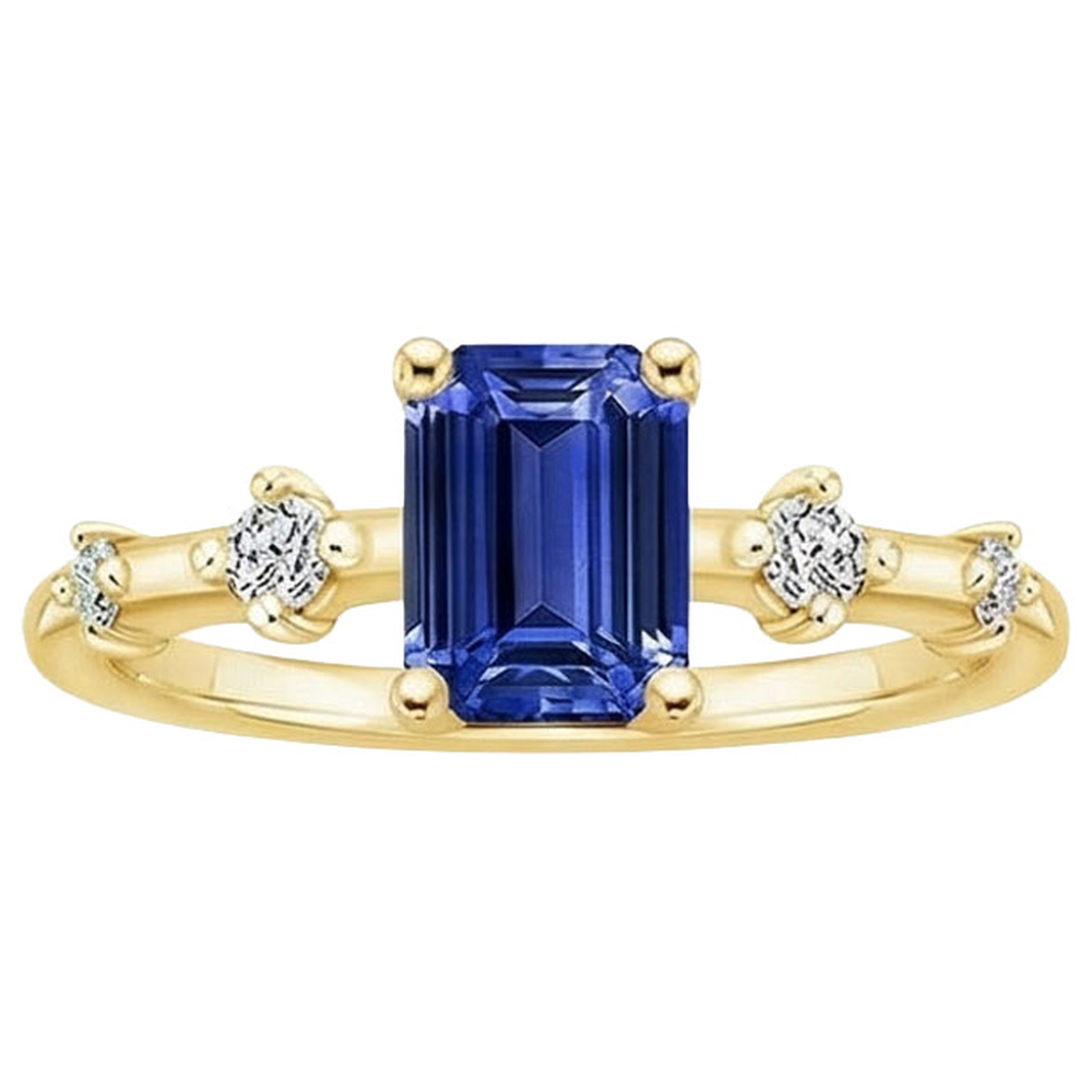 natural emerald sapphire 3.50ct ring profile view