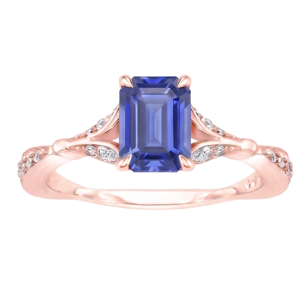 Engagement Ring Accents Stone Radiant Blue Sapphire & Natural Earth Mined Diamond ( Not Lab Grown ) 4 Carats