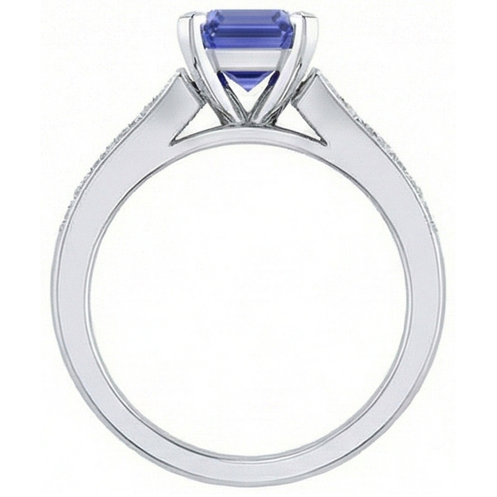 Engagement Ring Emerald Ceylon Sapphire Channel Set Natural Earth Mined Diamond ( Not Lab Grown )s 3 Carats
