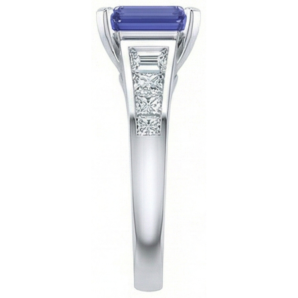 Engagement Ring Emerald Ceylon Sapphire Channel Set Natural Earth Mined Diamond ( Not Lab Grown )s 3 Carats