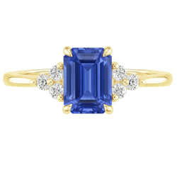 Engagement Ring Floral Style Blue Sapphire & Natural Earth Mined Diamond ( Not Lab Grown ) 3.50 Carats