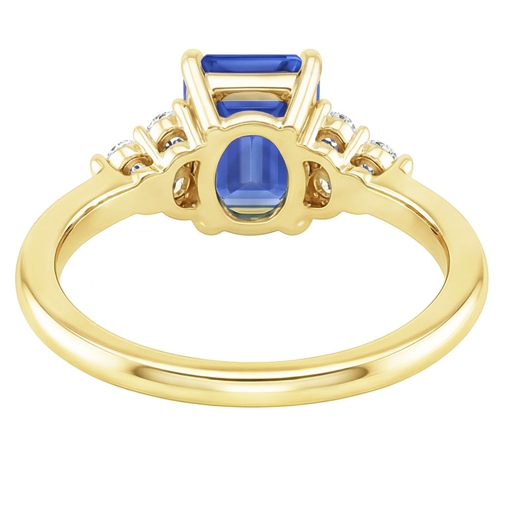 Engagement Ring Floral Style Blue Sapphire & Natural Earth Mined Diamond ( Not Lab Grown ) 3.50 Carats
