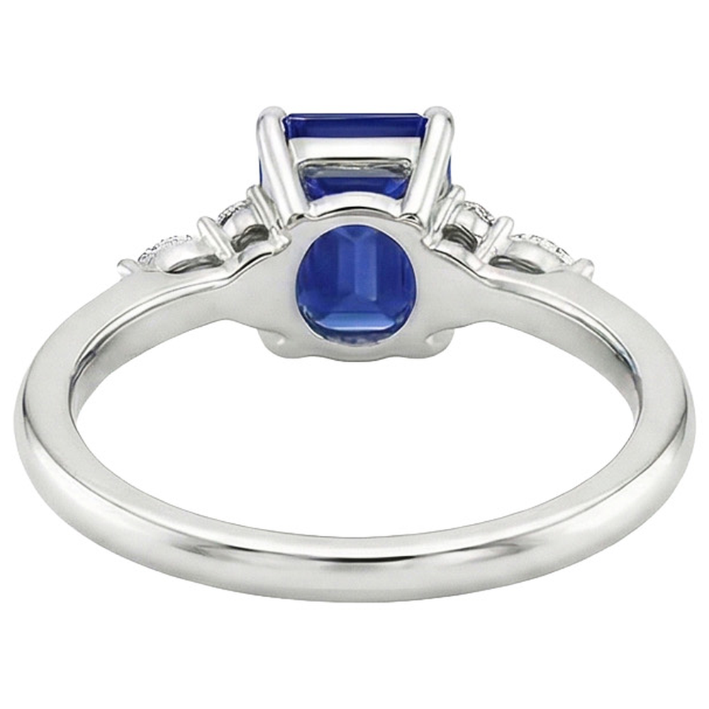 Engagement Ring Floral Style Emerald Blue Sapphire & Natural Earth Mined Diamond ( Not Lab Grown ) 4 Carats
