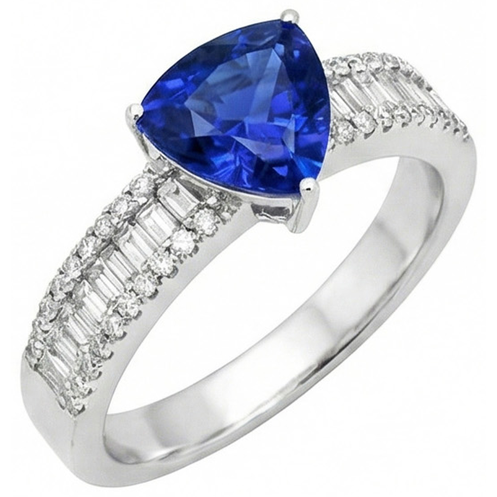 Engagement Ring Gemstone Blue Sapphire & Natural Earth Mined Diamond ( Not Lab Grown ) s 4 Carats New
