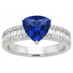 Engagement Ring Gemstone Blue Sapphire & Natural Earth Mined Diamond ( Not Lab Grown ) s 4 Carats New