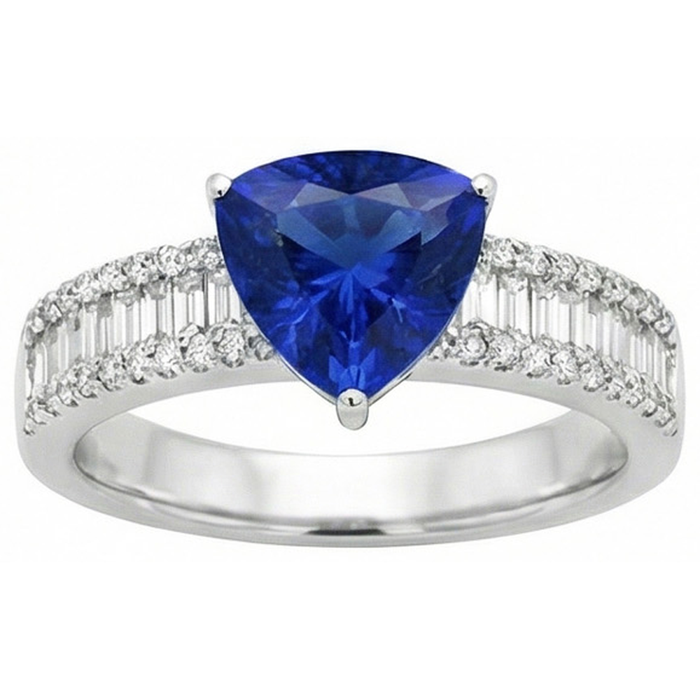 Engagement Ring Gemstone Blue Sapphire & Natural Earth Mined Diamond ( Not Lab Grown ) s 4 Carats New