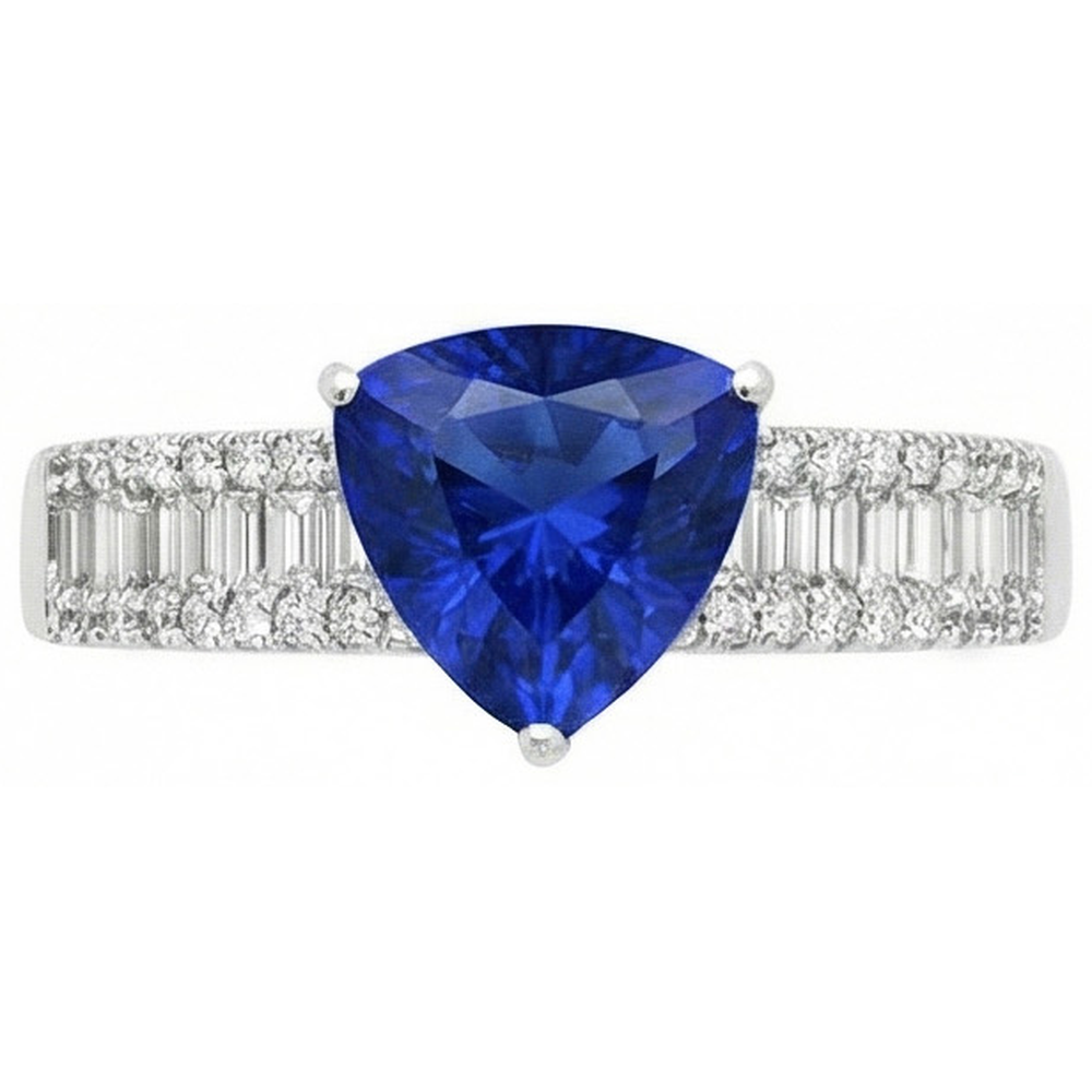 Engagement Ring Gemstone Blue Sapphire & Natural Earth Mined Diamond ( Not Lab Grown ) s 4 Carats New