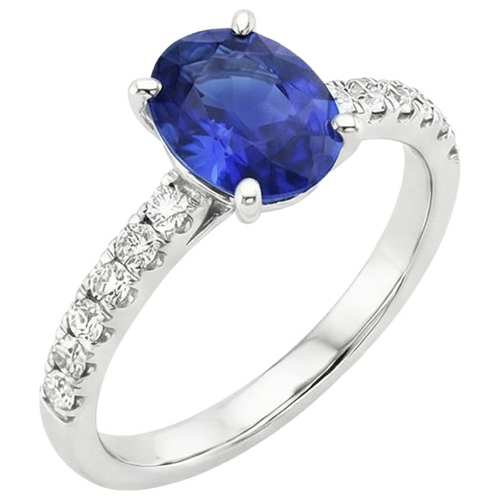 natural round sapphire 4.25ct ring side angle
