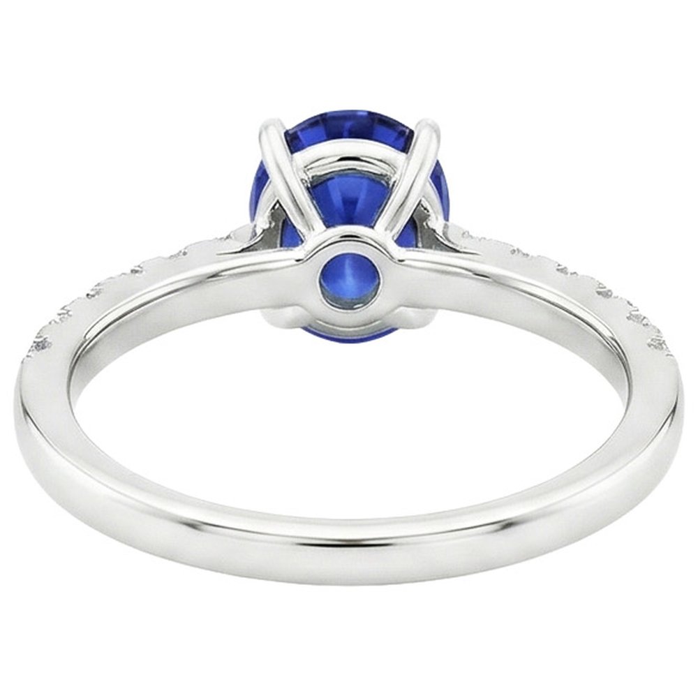 natural round sapphire 4.25ct ring top view