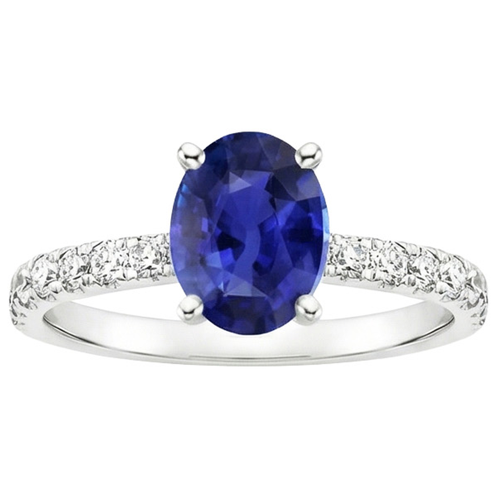natural round sapphire 4.25ct ring profile view