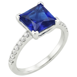 Natural Sapphire Ring 5.25ct - White Gold 14K