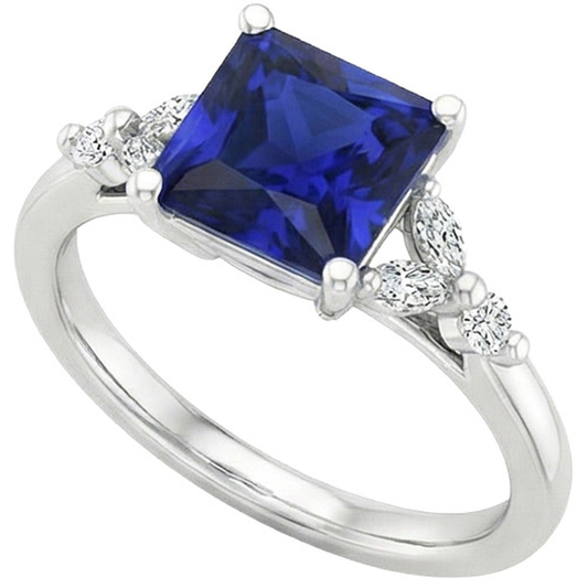 natural round sapphire 5.5ct ring side angle