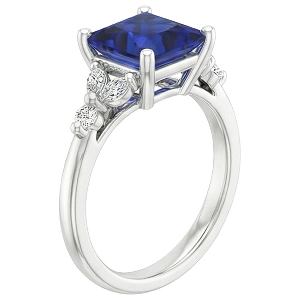 natural round sapphire 5.5ct ring top view