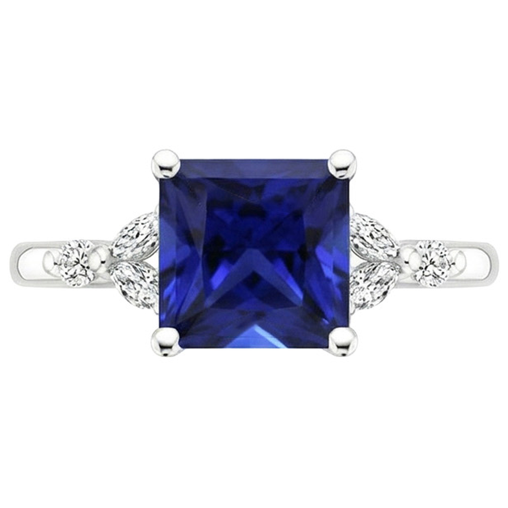 natural round sapphire 5.5ct ring profile view
