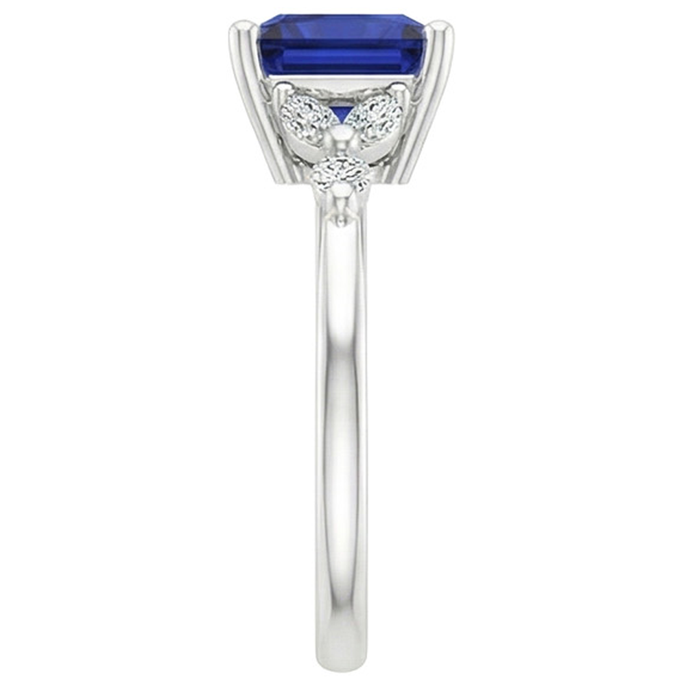 natural round sapphire 5.5ct ring on white background