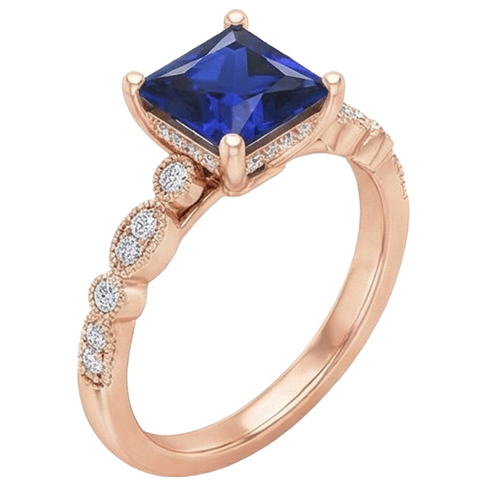 natural round sapphire 5.25ct ring top view