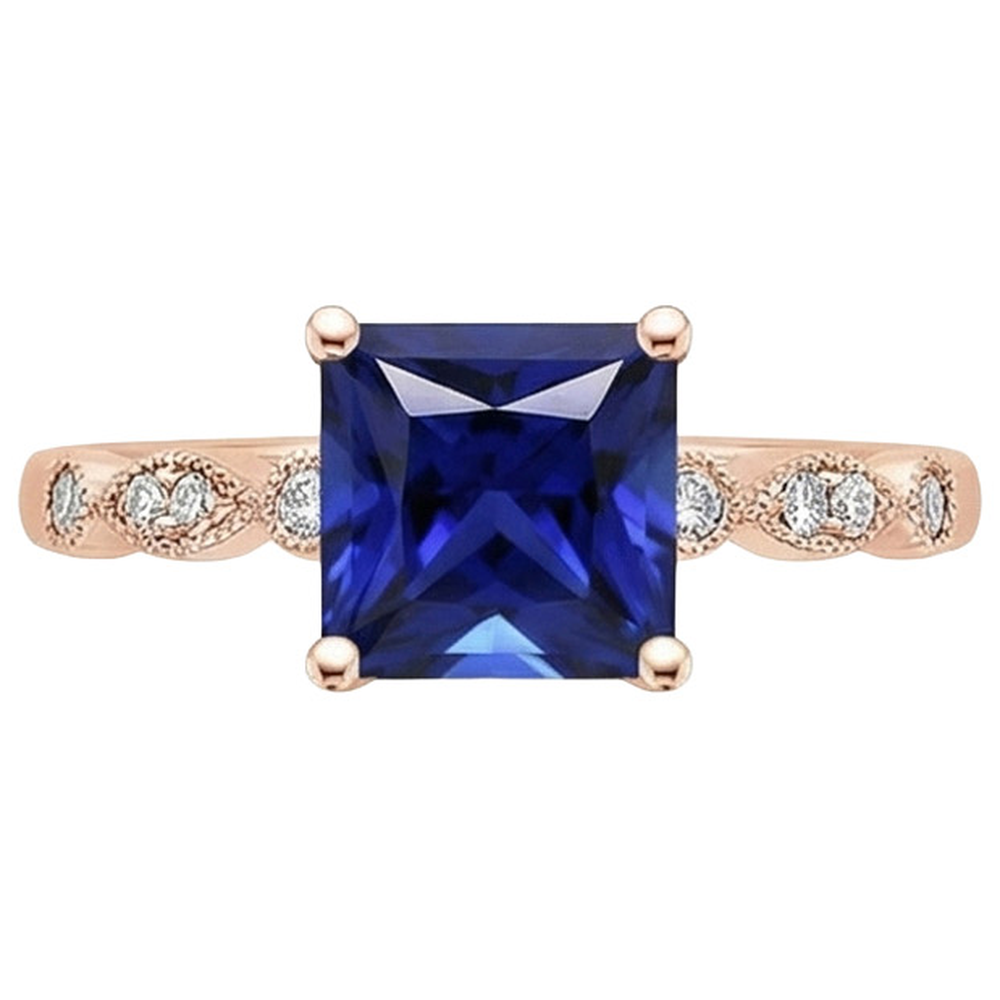 natural round sapphire 5.25ct ring profile view