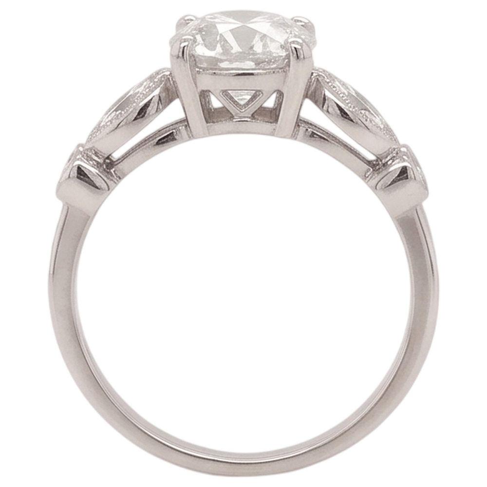 Engagement Ring Real Natural Earth Mined Diamond ( Not Lab Grown ) 2.25 Carats Accented Round & Marquise Cut