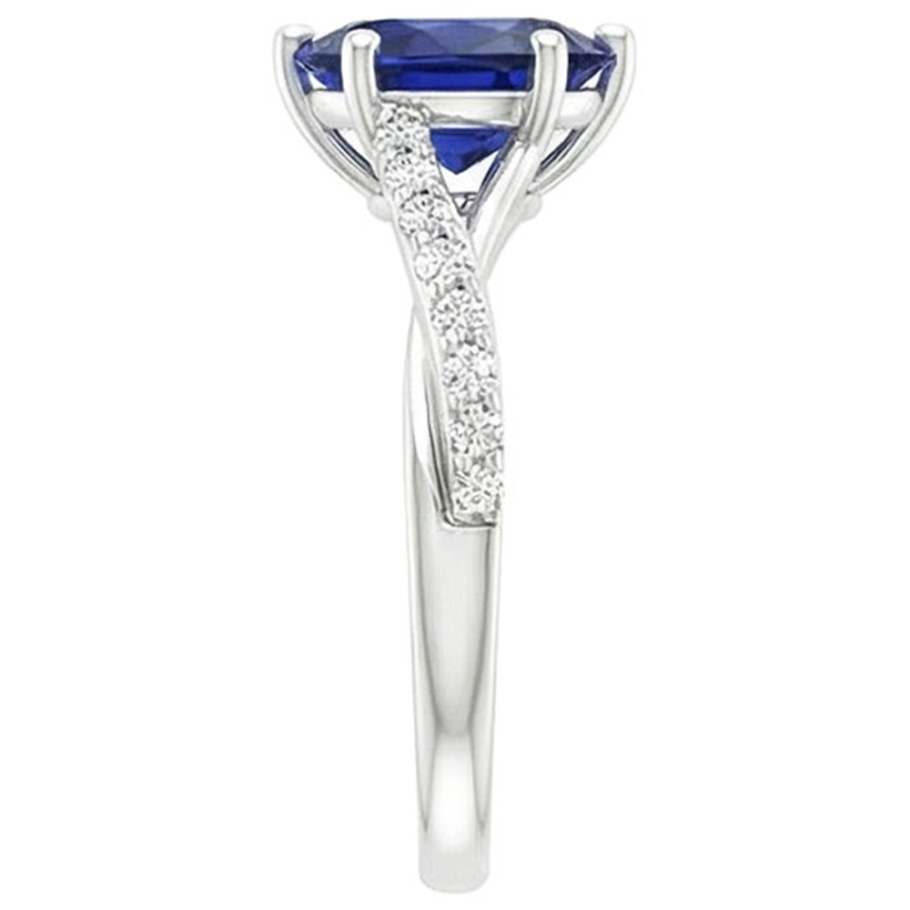 Engagement Ring Split Shank Pear Blue Sapphire & Natural Earth Mined Diamond ( Not Lab Grown )s 3.25 Carats