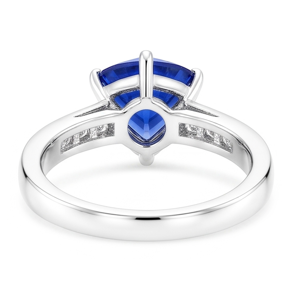 Engagement Ring Trillion Cut Sapphire 2.50 Carats Channel Set Natural Earth Mined Diamond ( Not Lab Grown )s