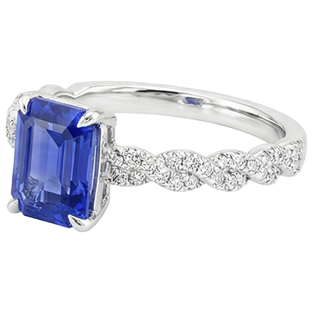 natural emerald sapphire 4.50ct ring profile view