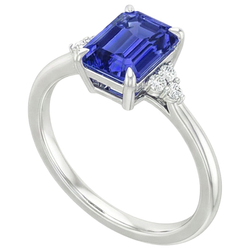 Engagement Ring With Accents Ceylon Sapphire & Natural Earth Mined Diamond ( Not Lab Grown ) 3.50 Carats